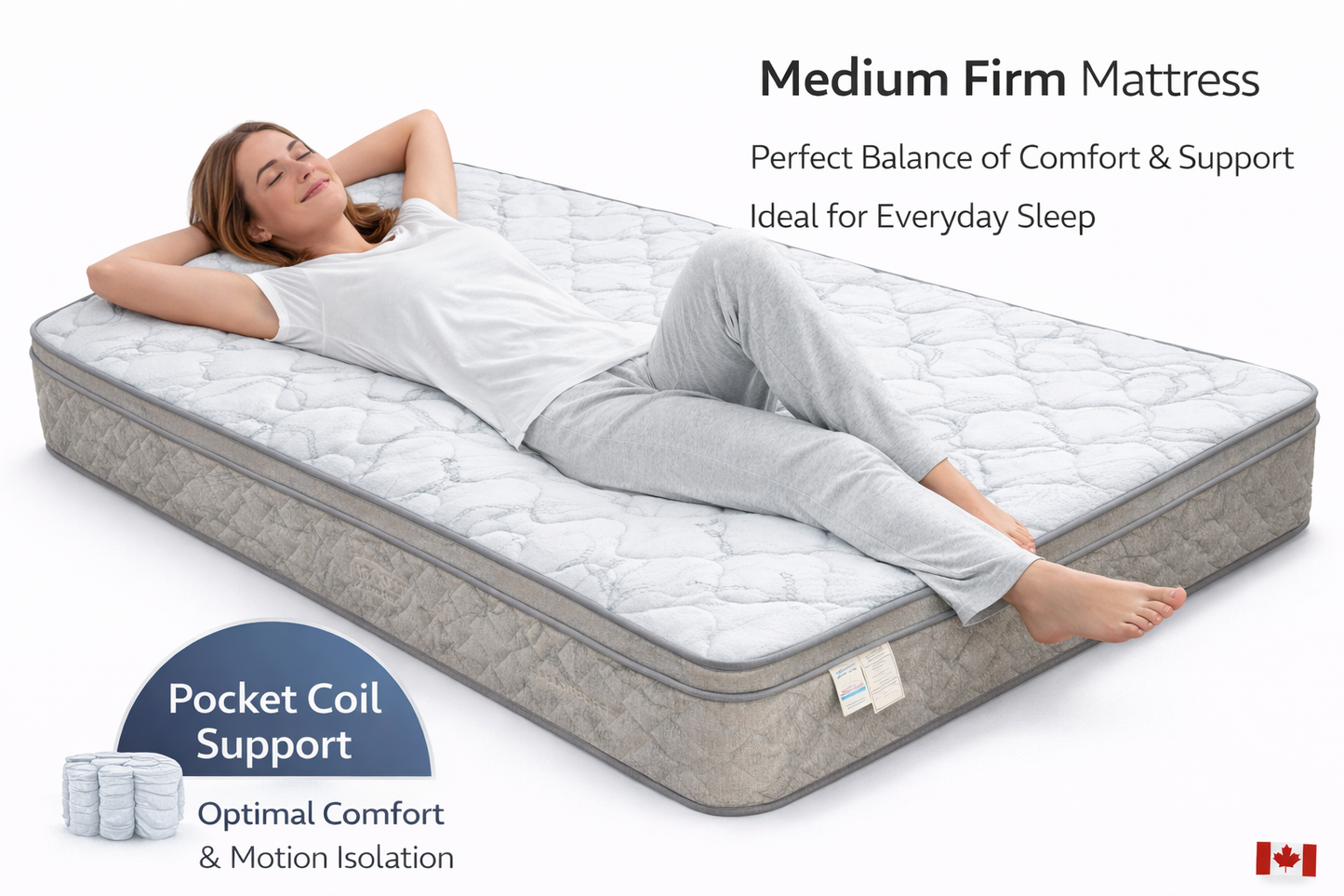 12" Pocket Coil Mattress – Medium Firm